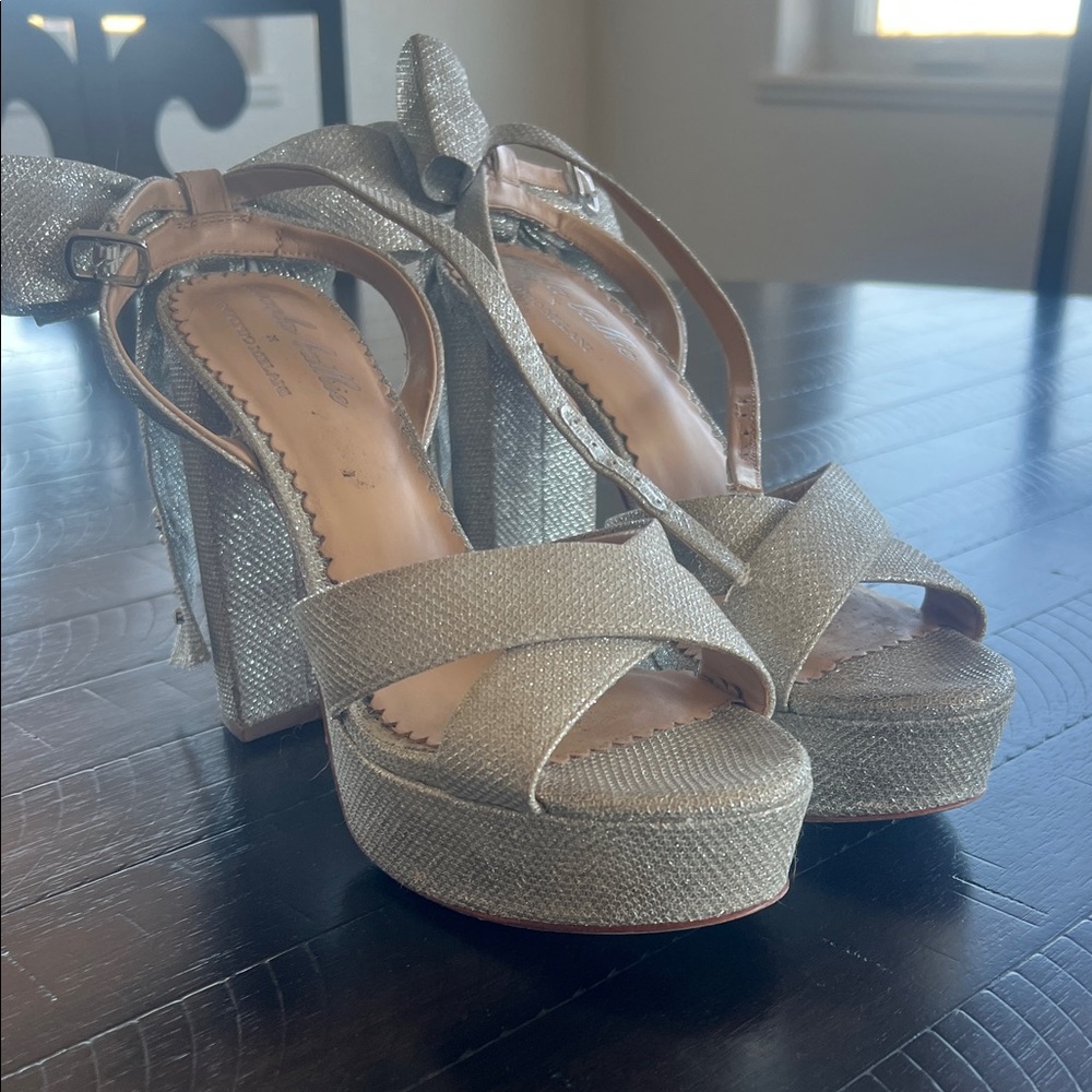 Nicola Bathie Shimmering Silver Platform Heels